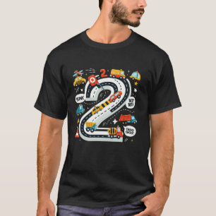 Kids 2 Transportation Trucks Car 2nd Birthday Todd T-Shirt