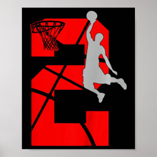 Kids 2 Year Old 2nd Basketball Birthday PartyTheme Poster
