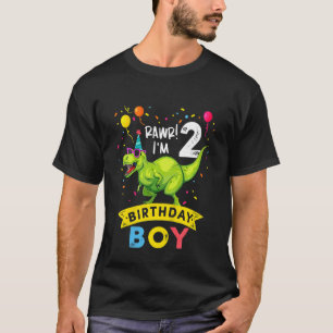 Kids 2 Year Old  2nd Birthday Boy Rex Dinosaur T-Shirt
