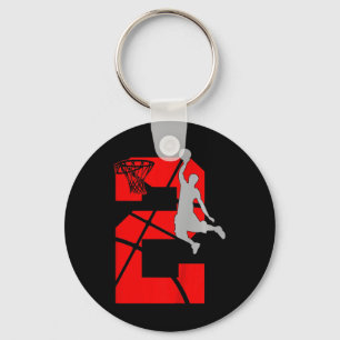 Kids 2 Year Old 2nd Bysketbyll Birthday Partytheme Key Ring