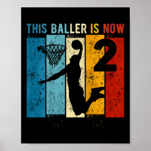 Kids 2 Year Old Basketball 2nd Birthday Boy  Poster