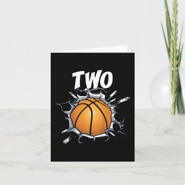 Kids 2 Year Old Basketball Birthday Party Theme 2n Card (Front)