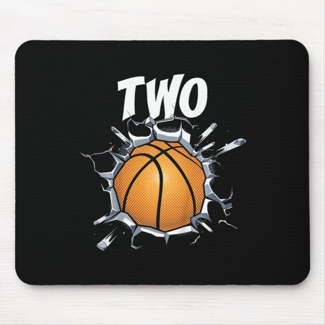 Kids 2 Year Old Basketball Birthday Party Theme 2n Mouse Pad (Front)