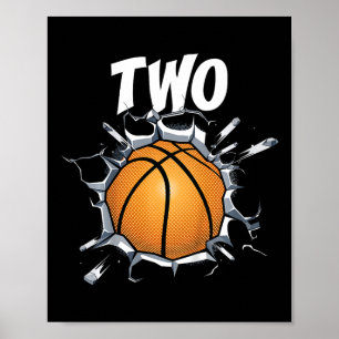 Kids 2 Year Old Bysketbyll Birthday Party Theme 2n Poster