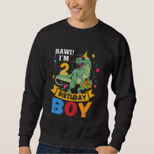 Kids 2 Year Old Shirt 2nd Birthday Boy T Rex Dinos