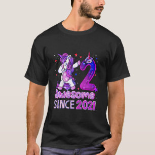 Kids 2 Years Old Unicorn Flossing 2nd Birthday Gir T-Shirt