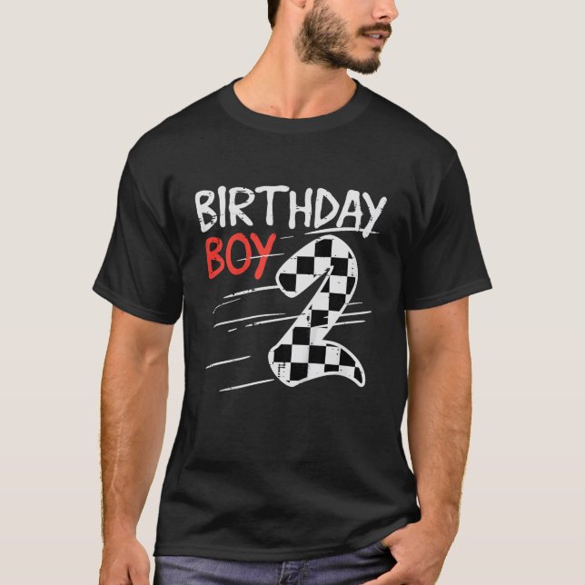 Kids 2nd Bday Racing Birthday Boy 2 Years Old Todd T-Shirt (Front)