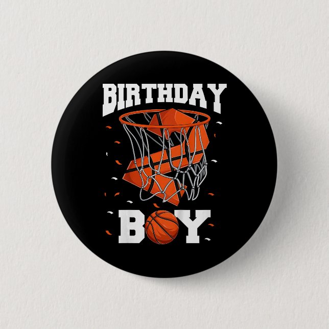 Kids 2nd Birthday Basketball Boy Two Year Old Bask 6 Cm Round Badge (Front)