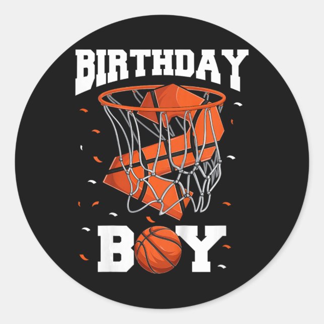 Kids 2nd Birthday Basketball Boy Two Year Old Bask Classic Round Sticker (Front)