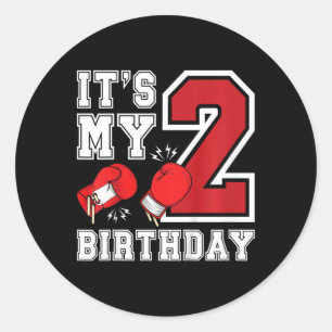 Kids 2nd Birthday Boxing Boy 2 Year Old Boxer Bday Classic Round Sticker