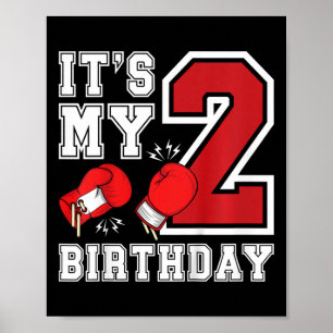 Kids 2nd Birthday Boxing Boy 2 Year Old Boxer Bday Poster