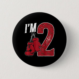 Kids 2nd Birthday Boxing Boy Two Year Old Boxer  6 Cm Round Badge