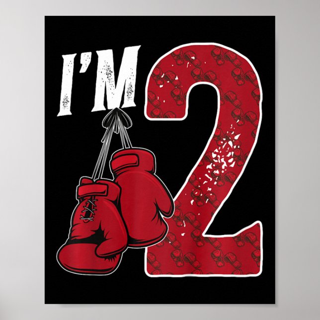 Kids 2nd Birthday Boxing Boy Two Year Old Boxer  Poster (Front)