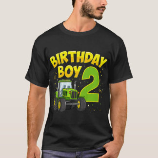 Kids 2nd Birthday Boy 2 Year Old Farm Truck Tracto T-Shirt