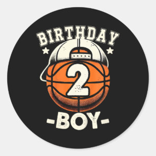 Kids 2nd Birthday Boy 2 Year Old Sketll Theme Deco Classic Round Sticker