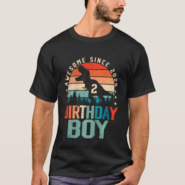 Kids 2nd Birthday Boy Awesome Since 2020 2 Year Ol T-Shirt (Front)