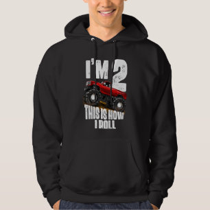 Kids 2nd Birthday Boy Monster Truck Rule Jam Two Hoodie