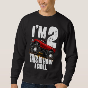 Kids 2nd Birthday Boy Monster Truck Rule Jam Two Sweatshirt