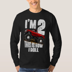 Kids 2nd Birthday Boy Monster Truck Rule Jam Two T-Shirt