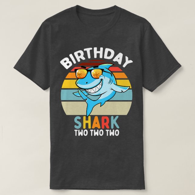 Kids 2nd Birthday Boy Shark 2 Year Old Boys Matchi T-Shirt (Design Front)