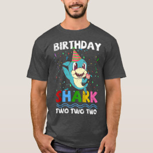 Kids 2nd Birthday Boy Shark Matching Party 2 Year  T-Shirt