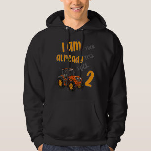 Kids  2nd Birthday Boy Tractor 2 Years 1 Hoodie