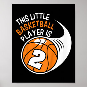 Kids 2nd Birthday Boys Bysketbyll Sport 2 Year Old Poster