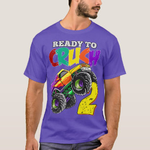 Kids 2nd Birthday Boys Monster Truck 2 Year Old Ra T-Shirt