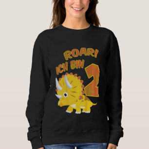 Kids 2nd Birthday Dino Roar I Am 2 Dinosaur Costum Sweatshirt