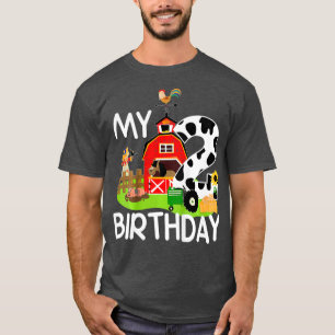 Kids 2nd Birthday  Farm Tractor Pig Horse Cow T-Shirt