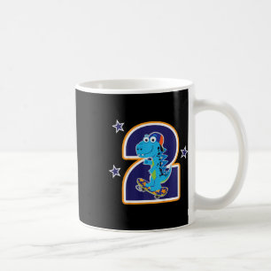 Kids 2nd Birthday Funny Dinosaur Skateboarding 2 Y Coffee Mug