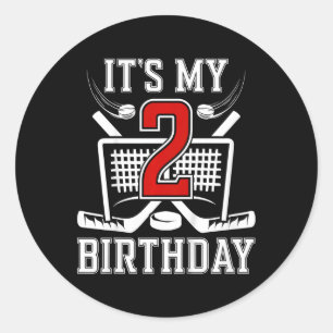 Kids 2nd Birthday Ice Hockey Boy 2 Year Old Ice Ho Classic Round Sticker