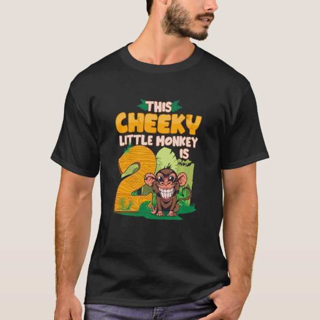 Kids 2nd Birthday Monkey Safari Cheeky Little Monk T-Shirt (Front)