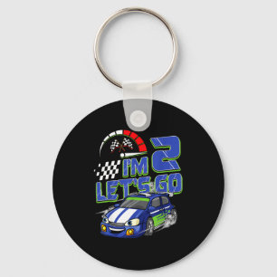 Kids 2nd Birthday Racing Car 2 Year Old Boys Party Key Ring