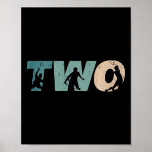 Kids 2nd Birthday Retro Dminton 2 Years Old Boy Gi Poster