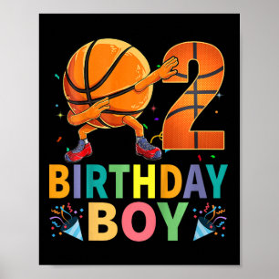 Kids 2nd Birthday Sketll Dabbing 2 Years Old Kids  Poster