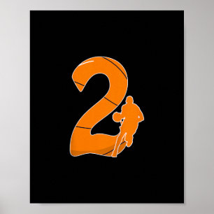 Kids 2nd Birthday Sketll Gift - 2 Years Old Hoops Poster