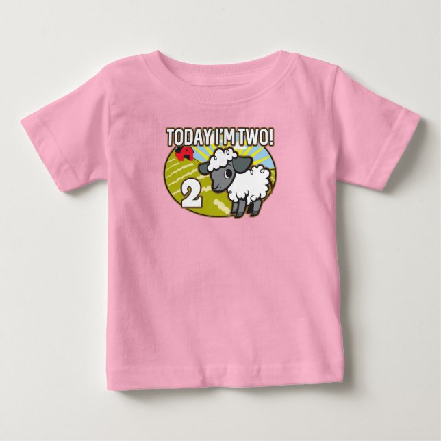 Kid's 2nd Birthday Today I'm Two! Cute Lamb Baby T-Shirt (Front)