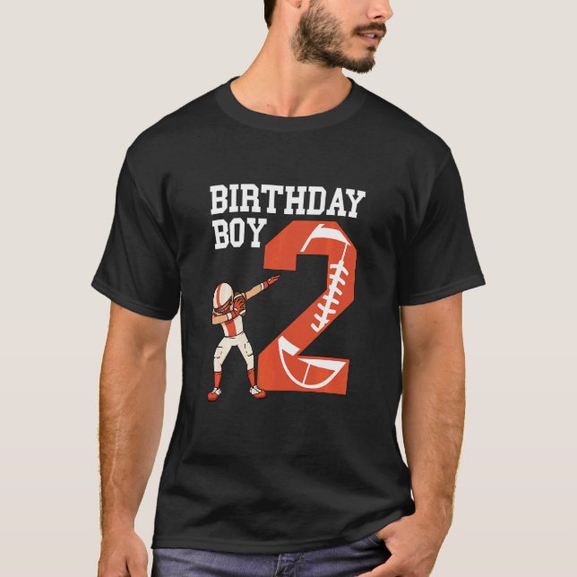 Kids 2nd Football Birthday  2 Years Old Boy Footba T-Shirt (Front)