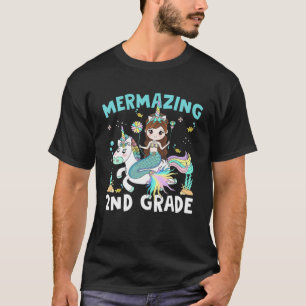 Kids 2Nd Grade Cute Mermaid Riding Unicorn T-Shirt