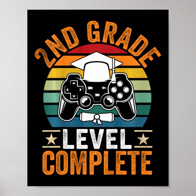 Kids 2nd Grade Level Complete Cute Gamer Class Of  Poster (Front)