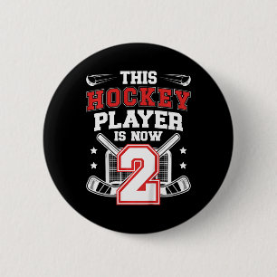 Kids 2nd Ice Hockey Birthday Two Year Old Ice Hock 6 Cm Round Badge