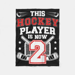 Kids 2nd Ice Hockey Birthday Two Year Old Ice Hock Fleece Blanket