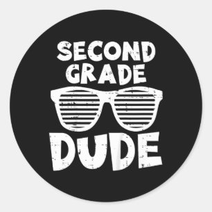 Kids 2nd Second Grade Dude Back To School First Da Classic Round Sticker