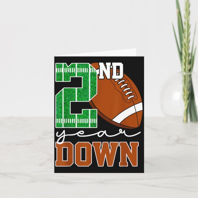 Kids 2nd Year Down Football Birthday Boy Party 2 Y Card (Front)
