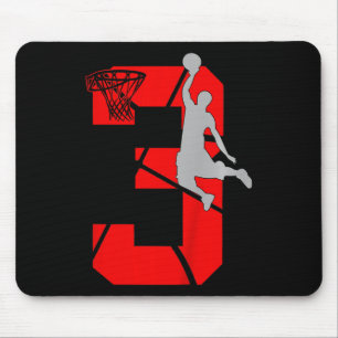 Kids 3 Year Old 3rd Basketball Birthday PartyTheme Mouse Pad