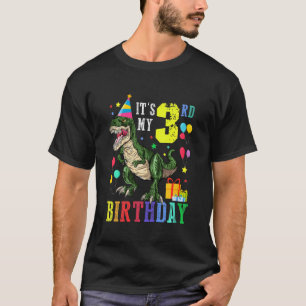 Kids 3 Year Old 3rd Birthday Boy Rex Dinosaur Ki T-Shirt