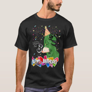 Kids 3 Year Old 3rd Birthday Boy Rex Dinosaur T-Shirt