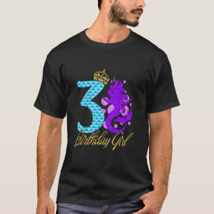 Kids 3 Year Old 3rd Birthday Girl Daughter Party T-Shirt