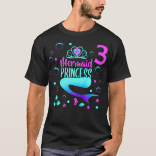 Kids 3 Year Old 3rd Birthday Mermaid Princess Birt T-Shirt